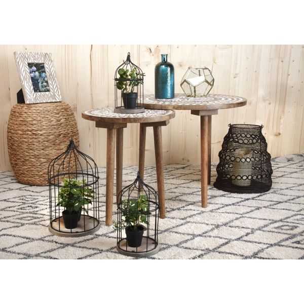 Cages en métal laqué et bois (Lot de 3) - 5