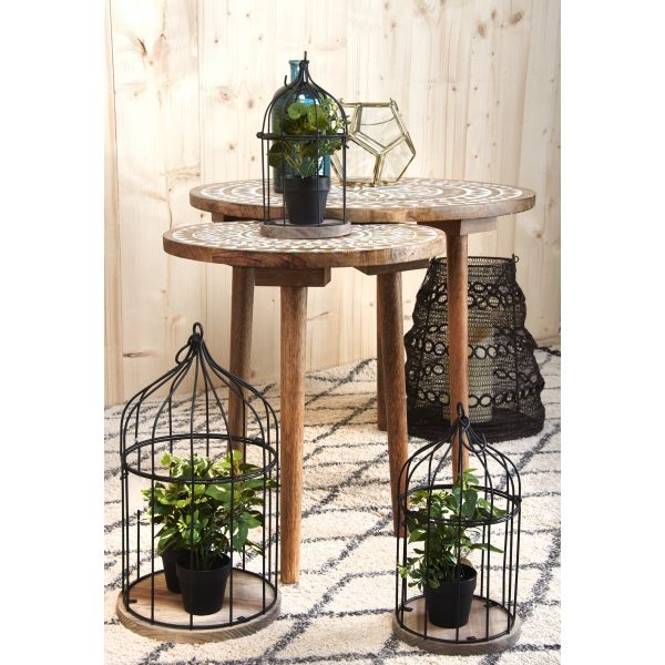 Cages en métal laqué et bois (Lot de 3) - AUB-3117