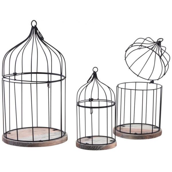 Cages en métal laqué et bois (Lot de 3) - AUBRY GASPARD