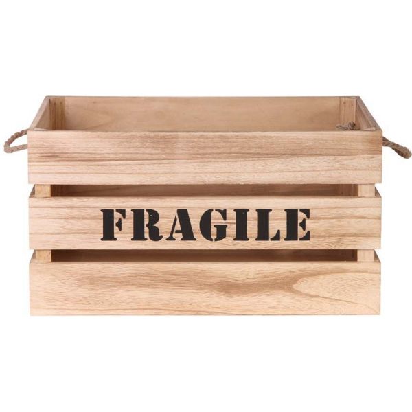 Cagette en bois brut Fragile (Lot de 2) - 62,90