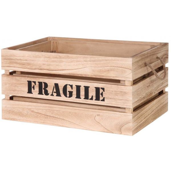 Cagette en bois brut Fragile (Lot de 2) - CMP-0362