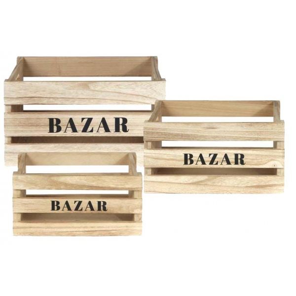 Cagettes en bois Bazar (Lot de 3)