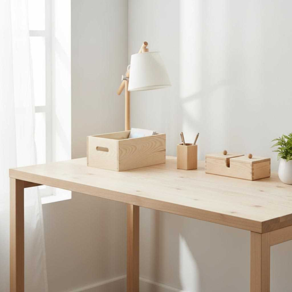 Caisse en bois brut de rangement - 