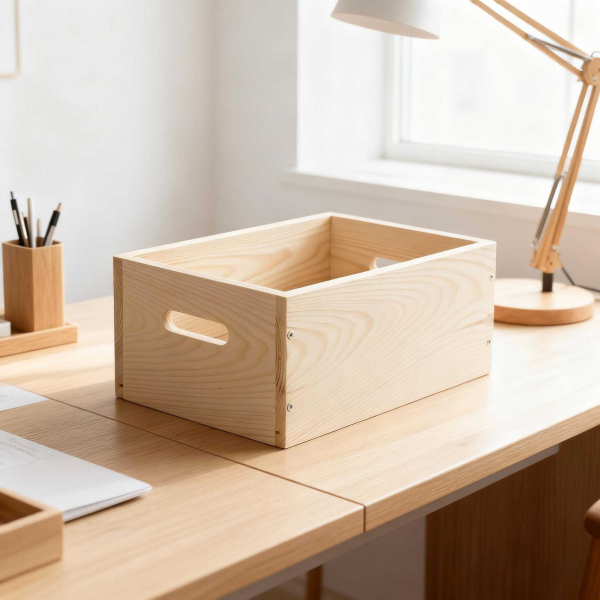 Caisse en bois brut de rangement - 9,90