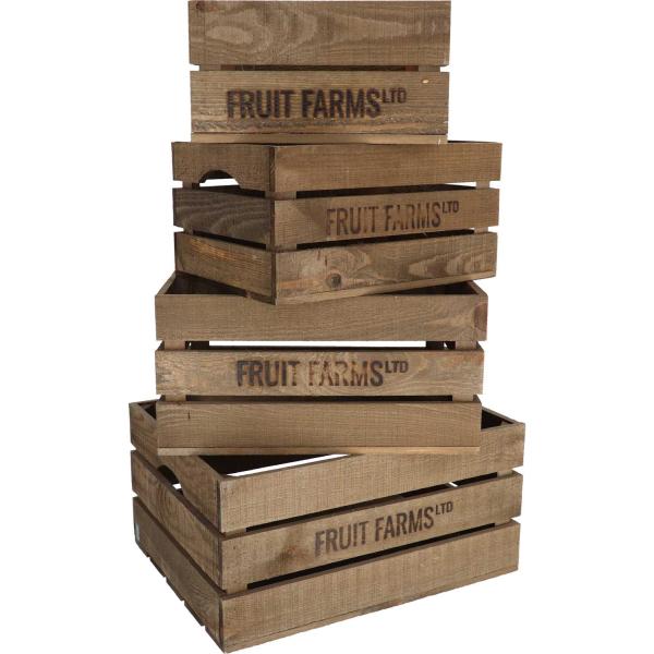 Caisse en bois de pin (Lot de 4)