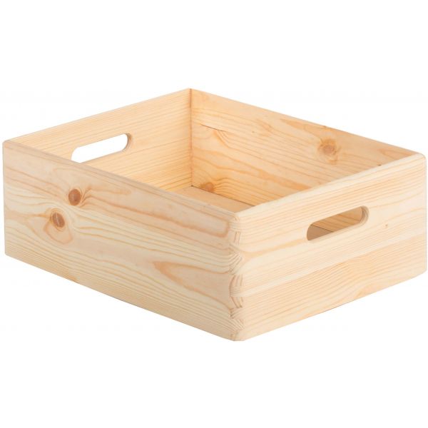 Caisse en bois brut de rangement (30 x 20 x 6 cm)