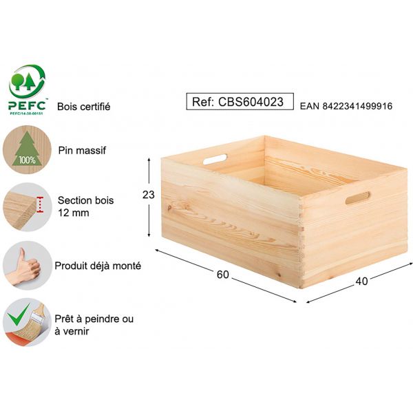 Caisse en bois de rangement - AST-0102