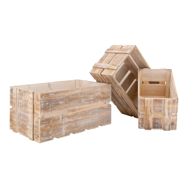 Caisse en bois vieilli (Lot de 3)