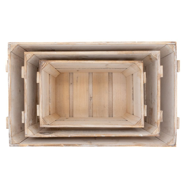 Caisse en bois vieilli (Lot de 3) - AUB-2134