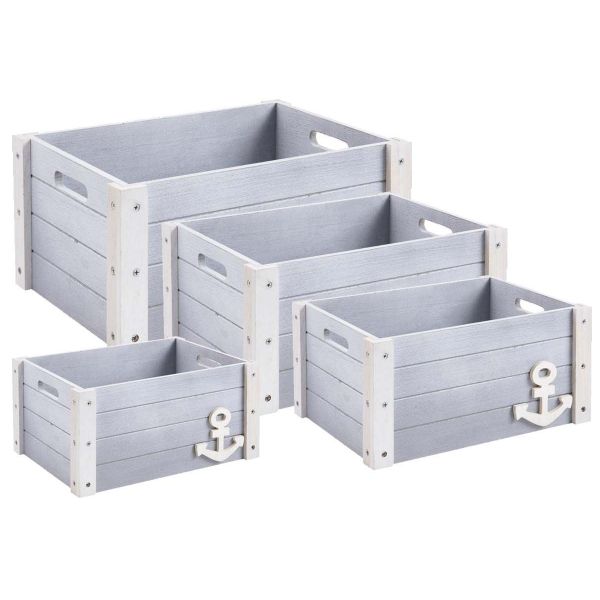 Caisse de rangement en bois Marina (Lot de 4)