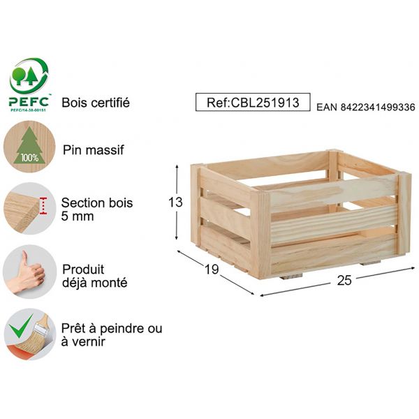 Caisse de rangement en pin massif Home box - AST-0170