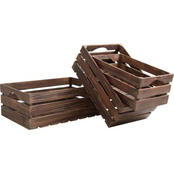 Caisses en bois vieilli (Lot de 3)