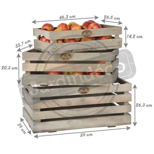 Caisses à fruits en pin (Lot de 3) - ESSCHERT DESIGN