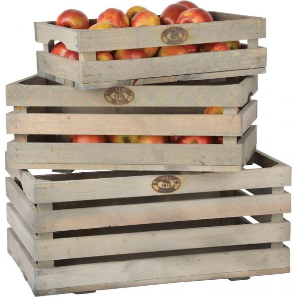 Caisses à fruits en pin (Lot de 3)