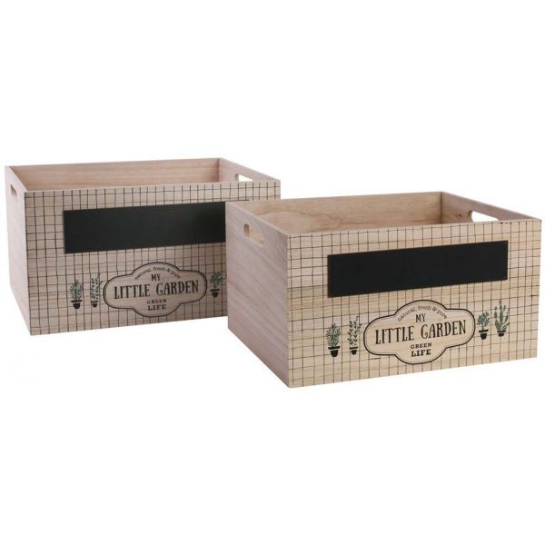 Caisses gigognes en bois ardoise My Little Garden (Lot de 2)