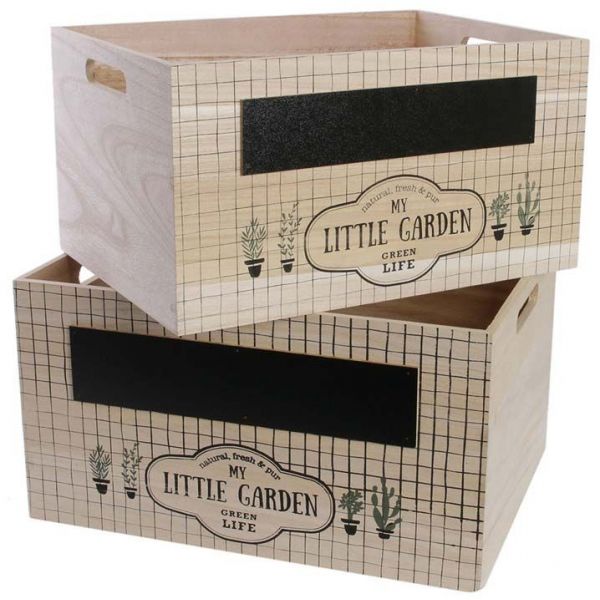 Caisses gigognes en bois ardoise My Little Garden (Lot de 2) - CMP-1192