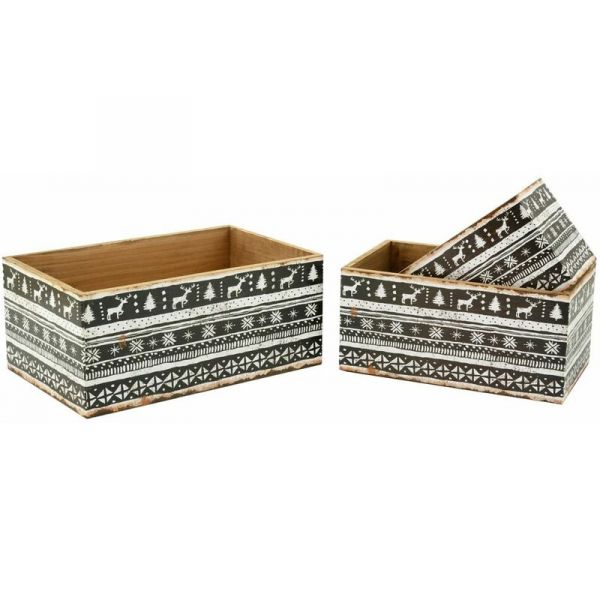 Caisses de rangement en bois et papier verni Christmas - AUBRY GASPARD