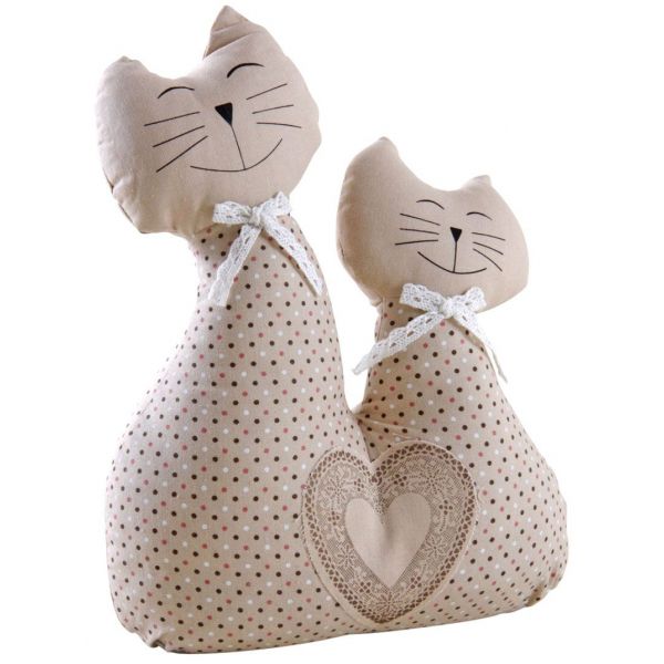 Cale-porte en coton et lin deux chats