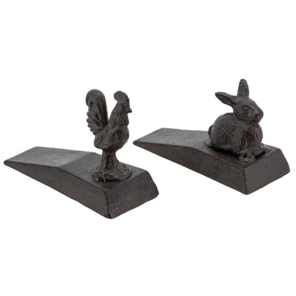 Cale-portes en fonte coq et lapin (Lot de 2)