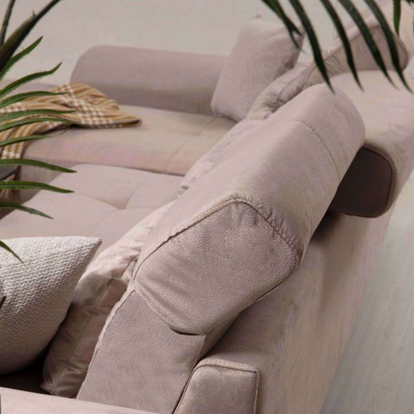 Canapé d'angle en tissu beige Frido angle droit - 1519