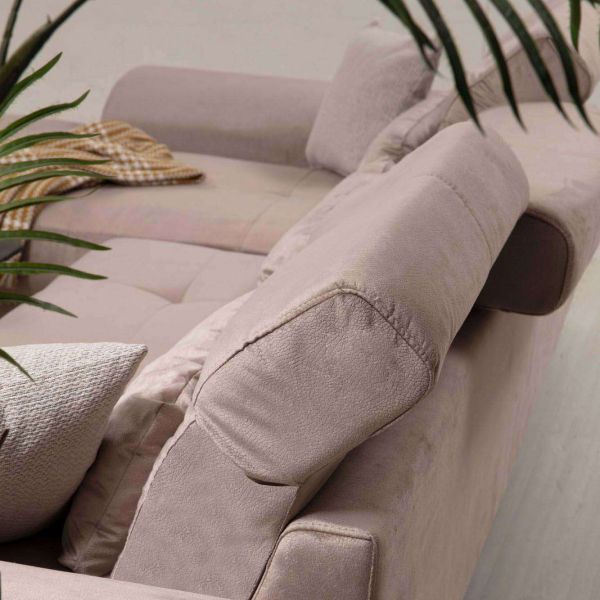 Canapé d'angle en tissu beige Frido angle droit - 1599