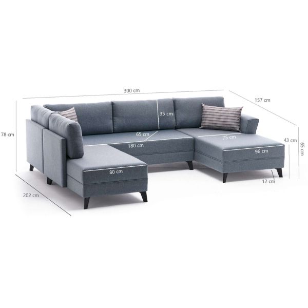 Canapé d'angle convertible en tissu Belen - ASI-0175