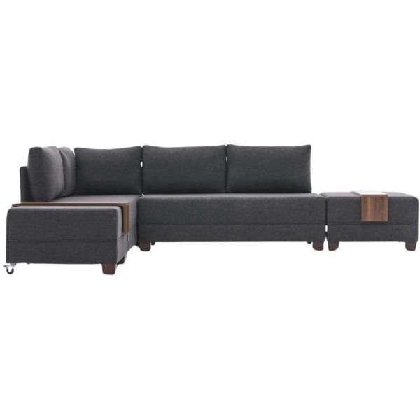 Canapé d'angle convertible en tissu anthracite Fly