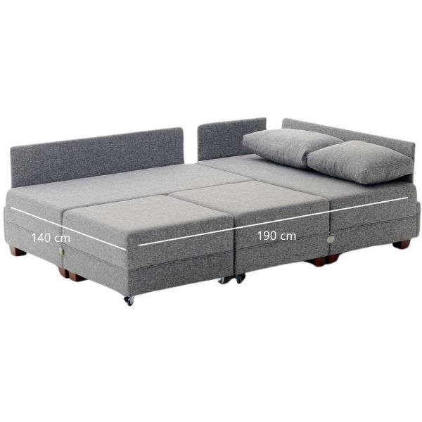 Canapé d'angle convertible en tissu anthracite Fly - 5