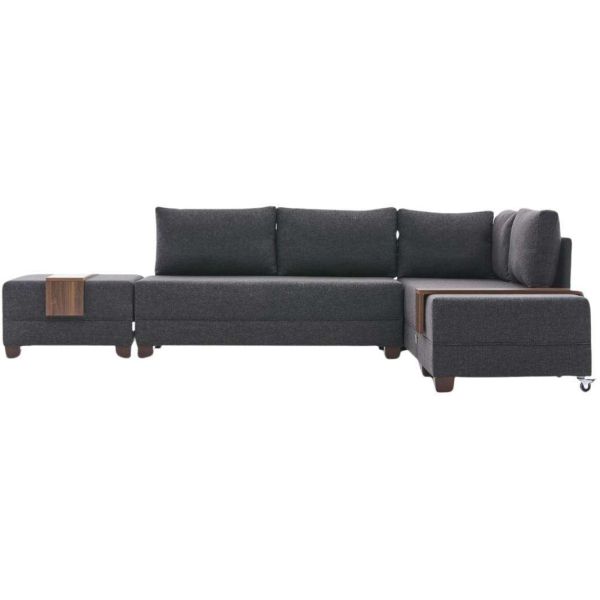 Canapé d'angle convertible en tissu anthracite Fly