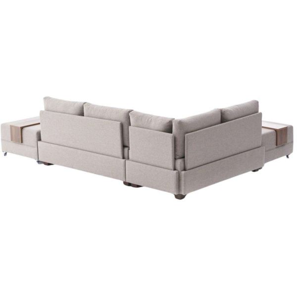 Canapé d'angle convertible en tissu beige Fly - 6