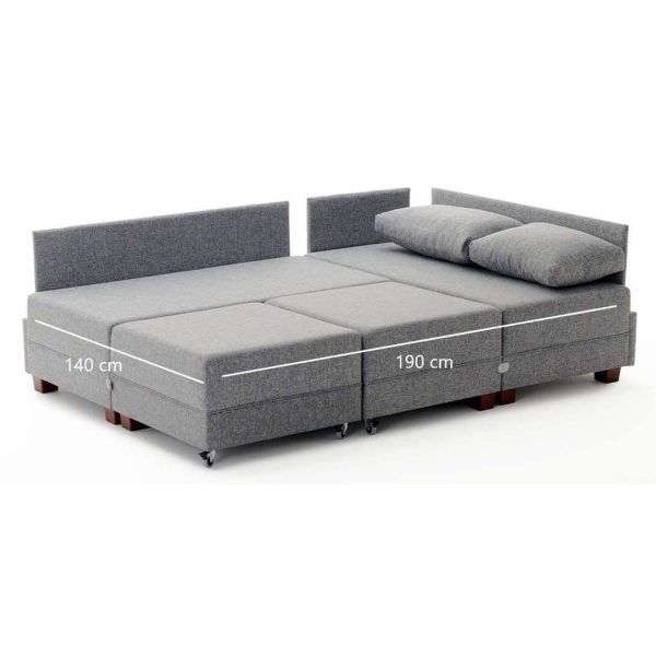 Canapé d'angle convertible en tissu beige Fly - 849