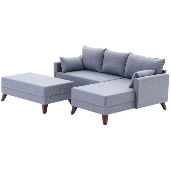 Canapé d'angle convertible en tissu bleu Bella