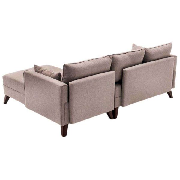 Canapé d'angle convertible en tissu crème Bella - 559