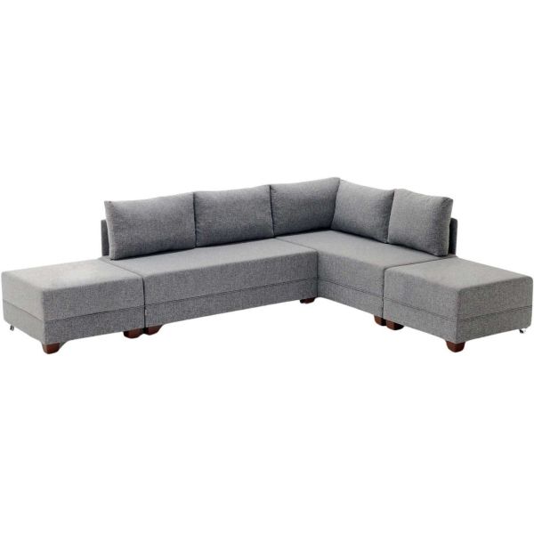 Canapé d'angle convertible en tissu gris Fly