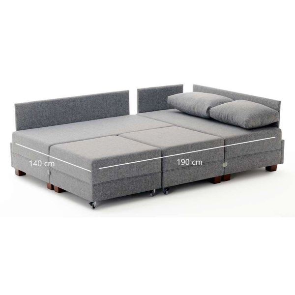 Canapé d'angle convertible en tissu marron Fly - 849
