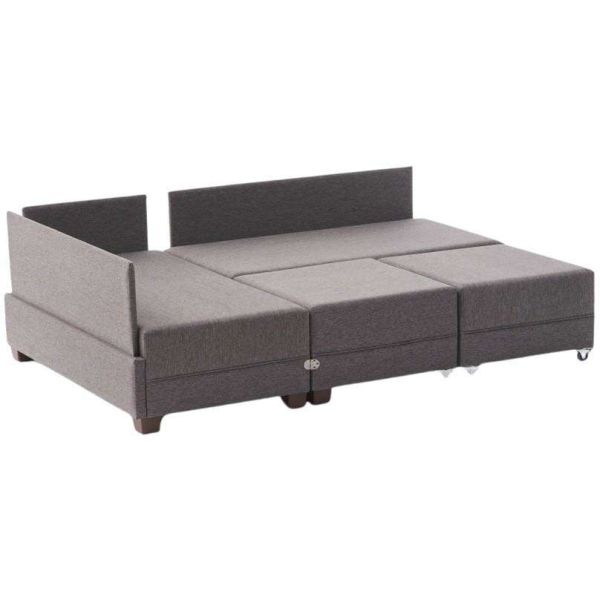 Canapé d'angle convertible en tissu marron Fly - 6