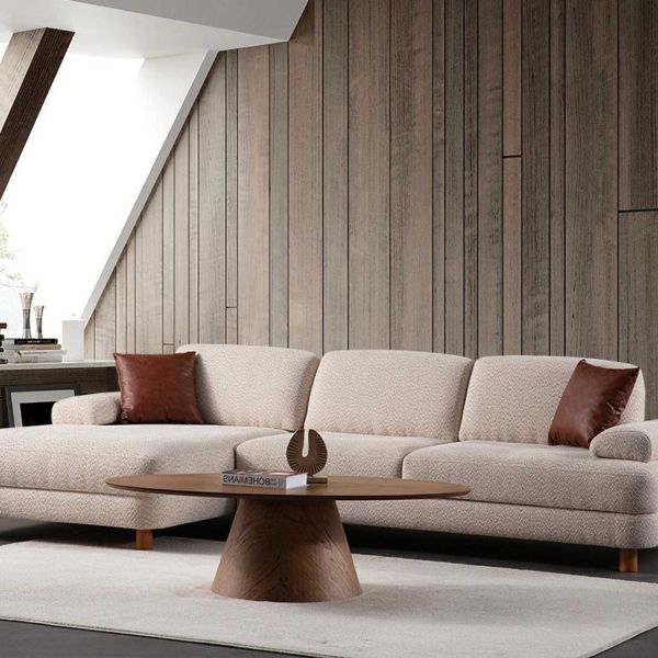 Canapé d'angle en crème tissu Nice L - 2089