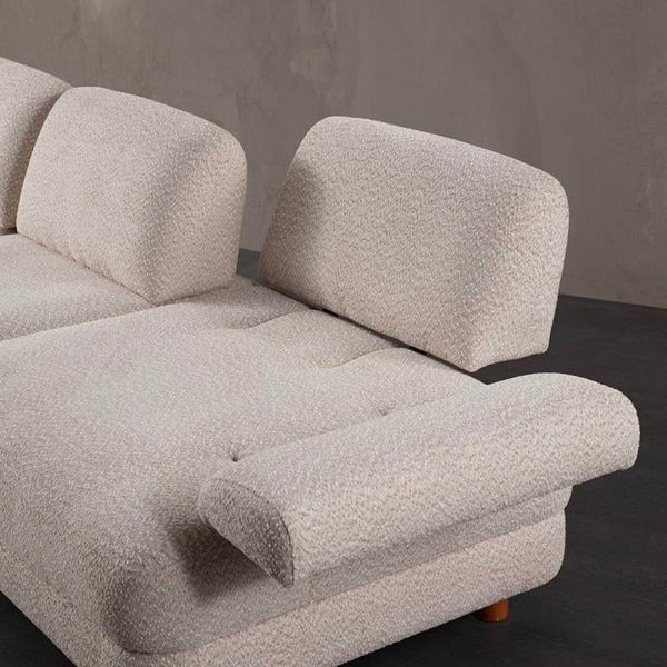 Canapé d'angle en crème tissu Nice L - 6
