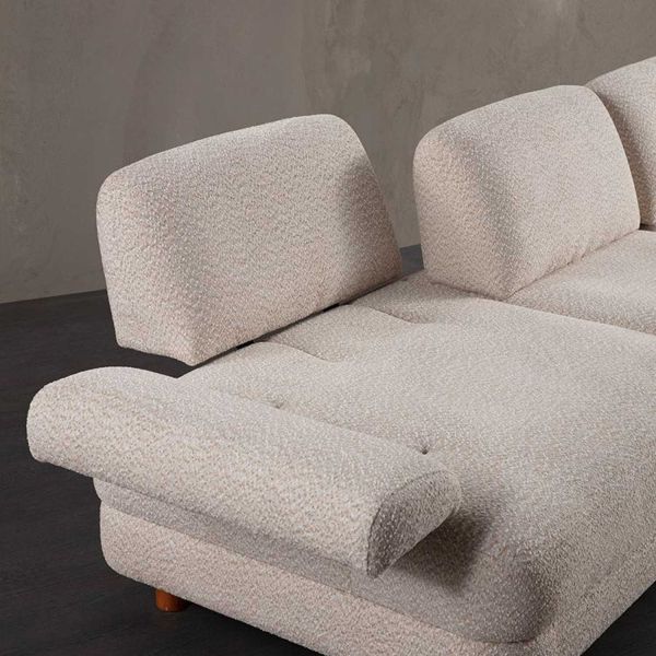 Canapé d'angle en crème tissu Nice L - 5