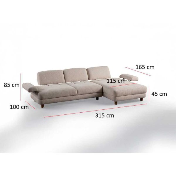 Canapé d'angle en crème tissu Nice L - ASI-2045