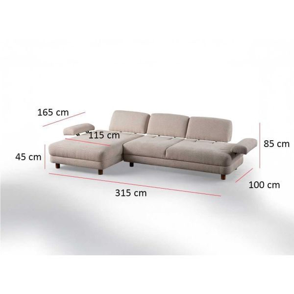 Canapé d'angle en crème tissu Nice L - ASI-2044