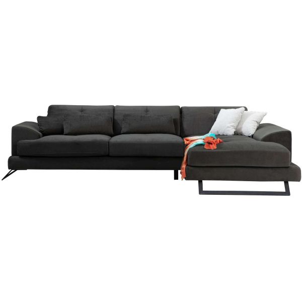 Canapé d'angle en tissu anthracite Frido - 1599