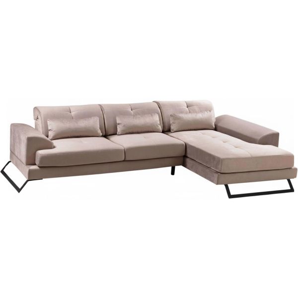 Canapé d'angle en tissu beige Frido angle droit