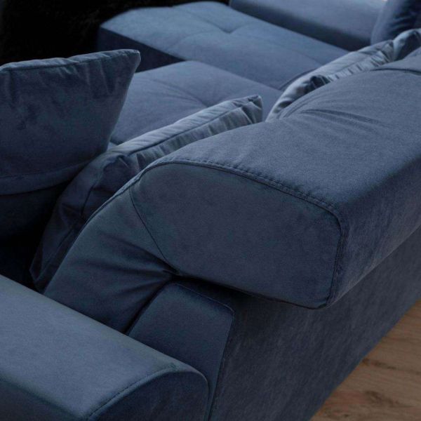 Canapé d'angle en tissu bleu Frido - 6