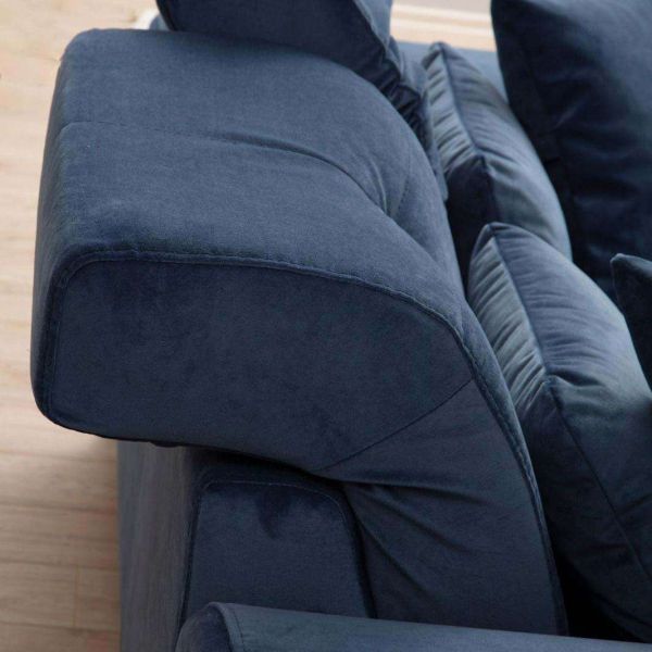 Canapé d'angle en tissu bleu Frido - 7