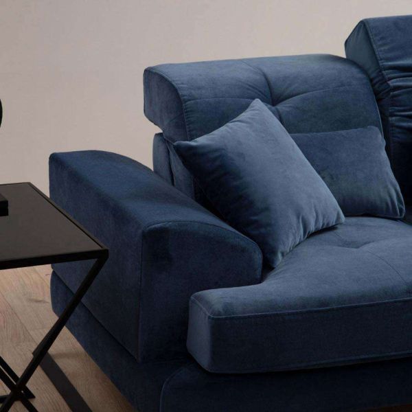 Canapé d'angle en tissu bleu Frido - 8