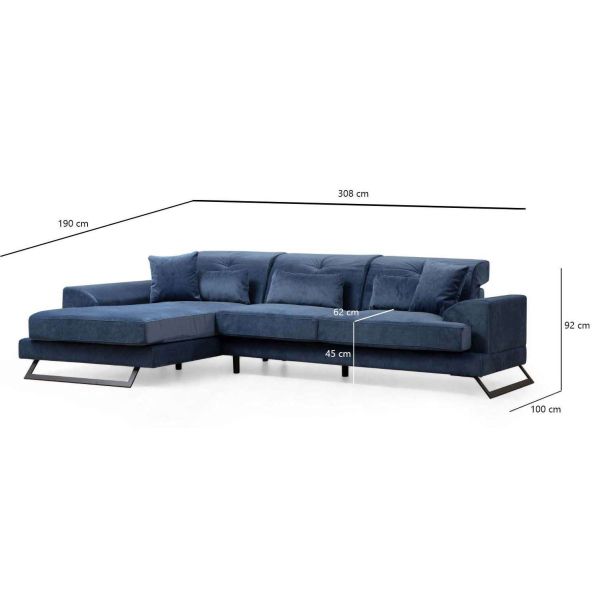 Canapé d'angle en tissu bleu Frido - ASI-0533