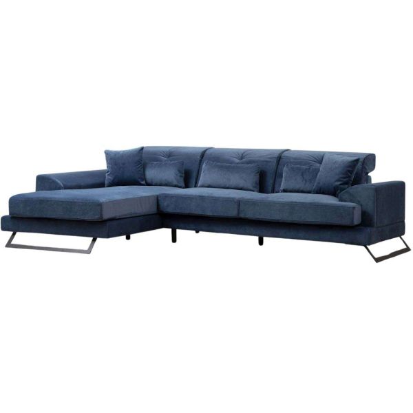 Canapé d'angle en tissu bleu Frido