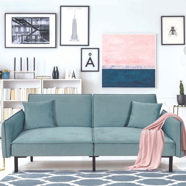 Canapé convertible en velours ultra compact - THE HOME DECO FACTORY