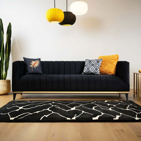 Canapé droit en tissu noir Bellino - HANAH HOME